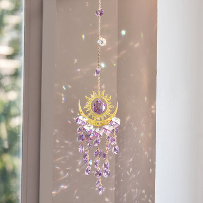 Celestial Crystal Suncatcher: Where Sun & Moon Embrace in Light