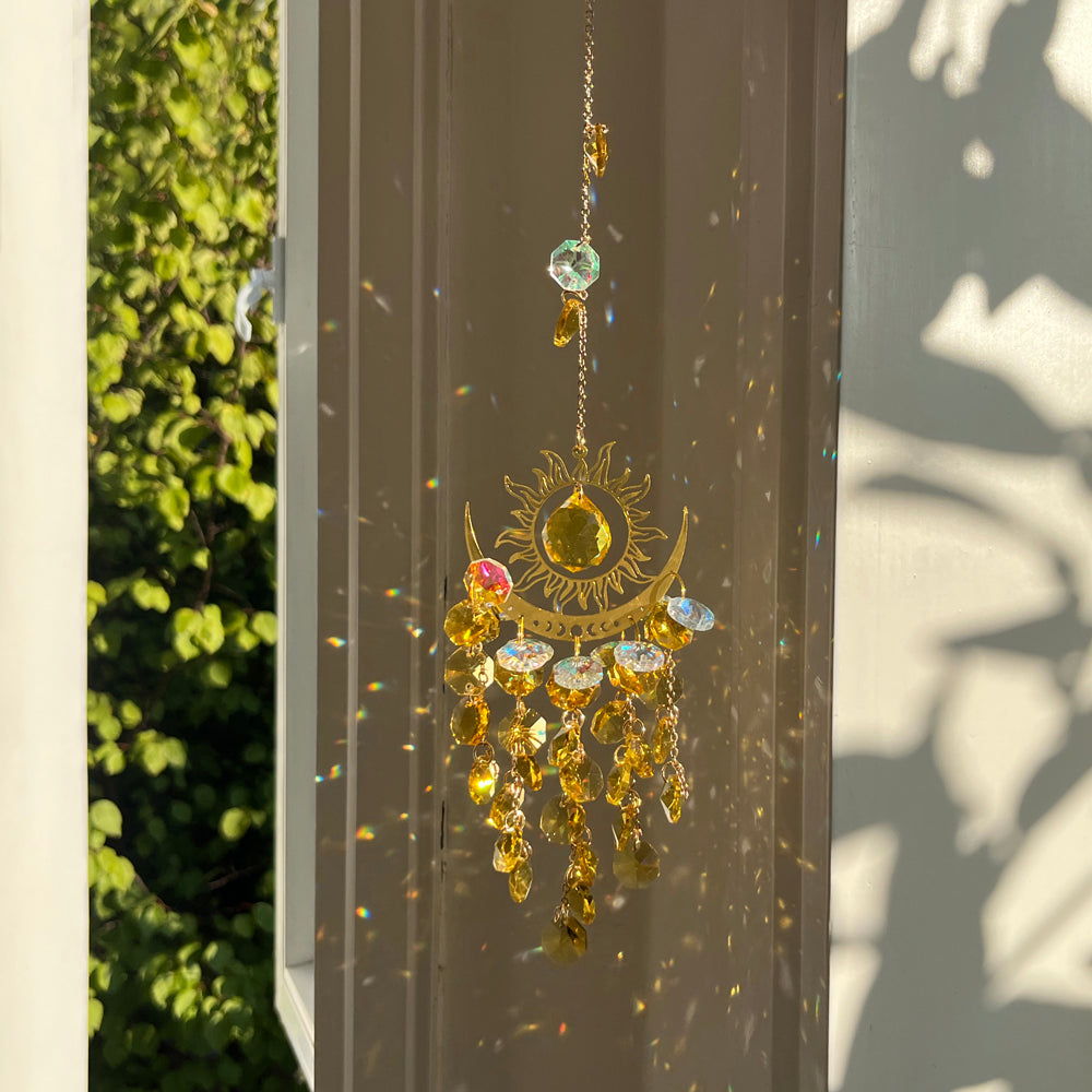 Celestial Crystal Suncatcher: Where Sun & Moon Embrace in Light