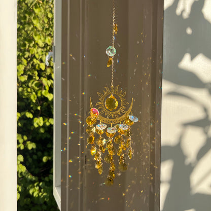 Celestial Crystal Suncatcher: Where Sun & Moon Embrace in Light