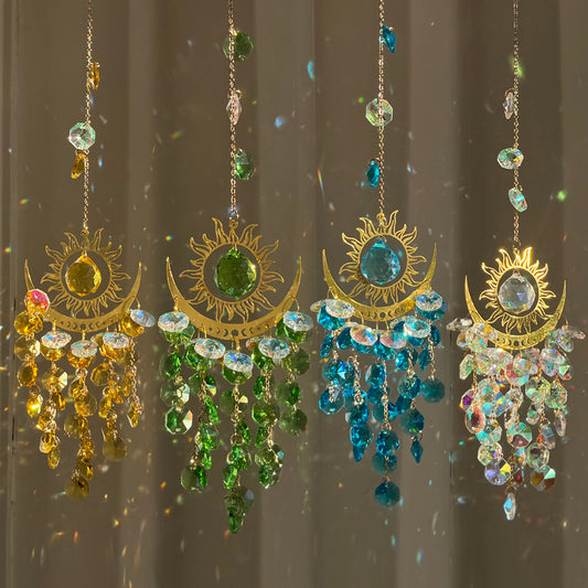Celestial Crystal Suncatcher: Where Sun & Moon Embrace in Light