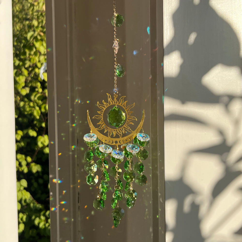 Celestial Crystal Suncatcher: Where Sun & Moon Embrace in Light