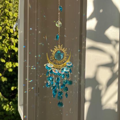 Celestial Crystal Suncatcher: Where Sun & Moon Embrace in Light