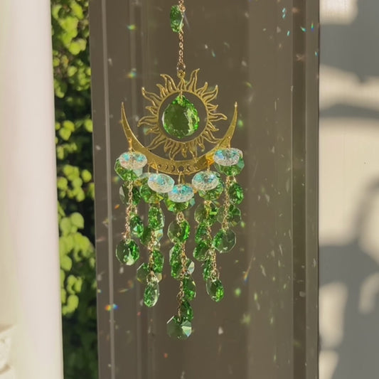 Celestial Crystal Suncatcher: Where Sun & Moon Embrace in Light